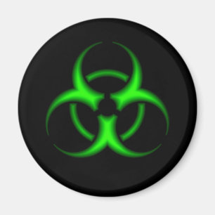Imán verde de neón del símbolo del Biohazard