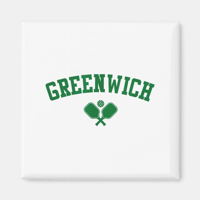 Imán verde de pickleball de Greenwich  (Frente)