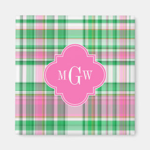 Imán Verde Esmeralda Rosa Caliente Blanco Madras Monogr