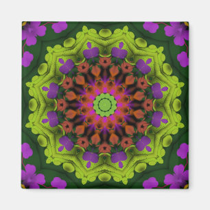 Imán Verde morado: arte de Mandala geométrica