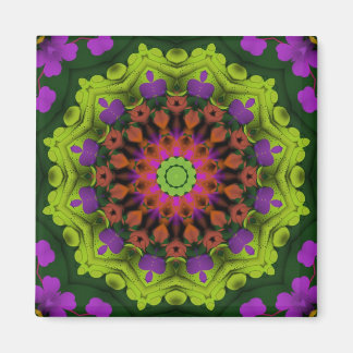 Imán Verde morado: arte de Mandala geométrica