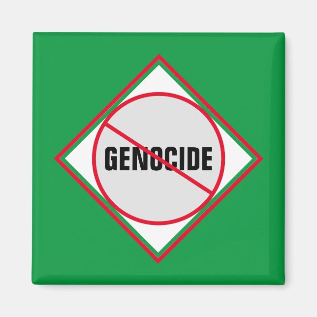 Imán Verde rojo anti-genocidio (Frente)
