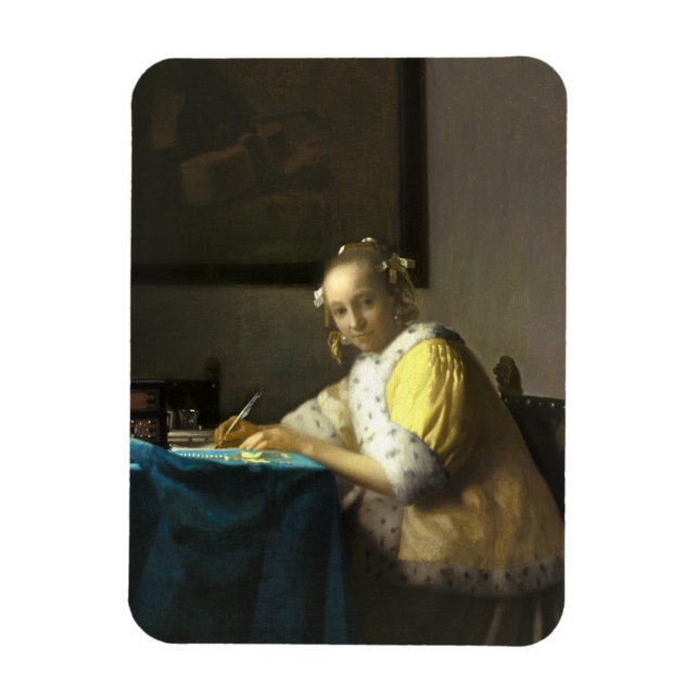 Imán Vermeer una dama escribiendo una carta (Vertical)