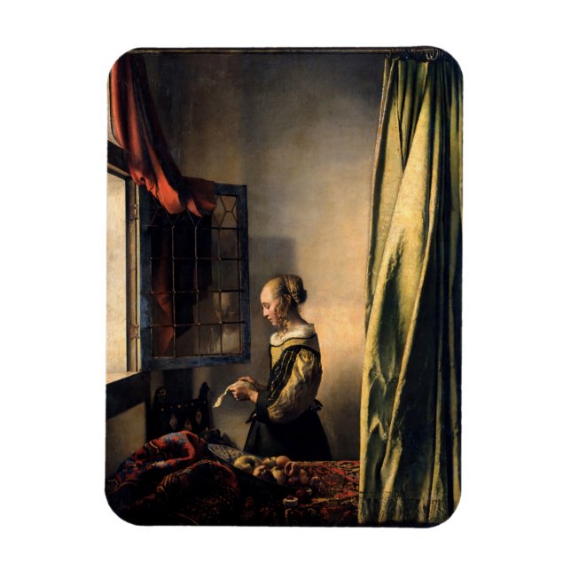 Imán Vermer - Chica leyendo una carta en una ventana ab (Vertical)