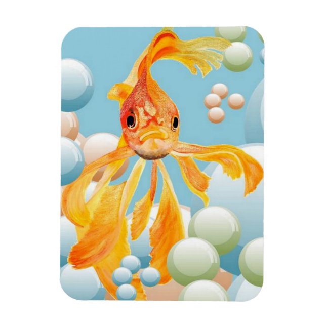 Imán VerMillón De Peces De Oro En El Agua Pastel De Bur (Vertical)