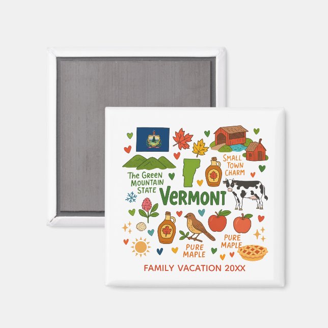 Imán Vermont Family Vacation Keepsake Custom Magnet (Anverso/Reverso)