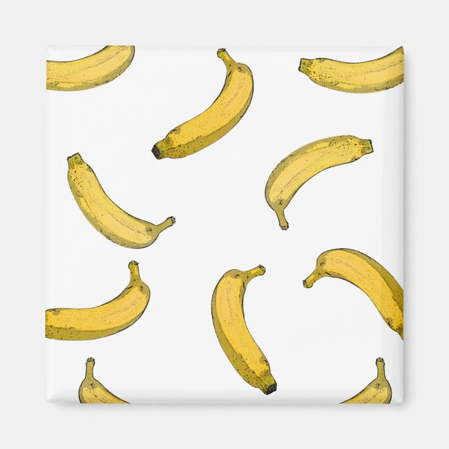 Imán Versión de esbozo de patrón de banana (Frente)
