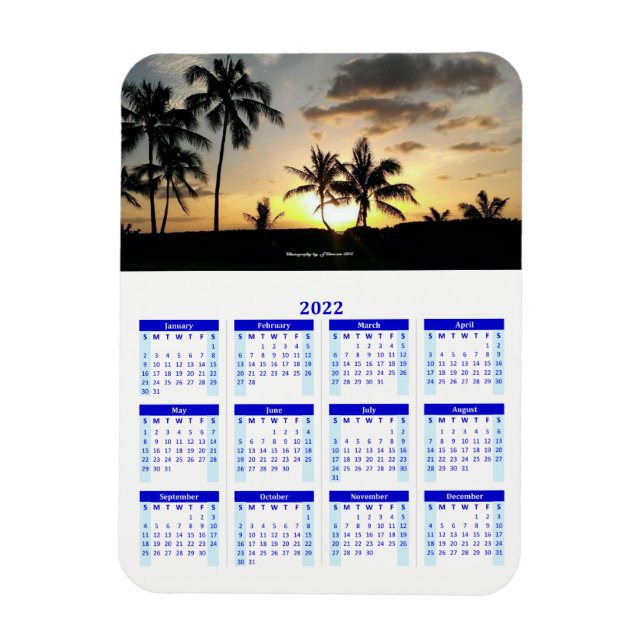 Imán Vert 2022 Calendario personalizado de fotos azules (Vertical)