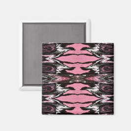 Imán Vertigo Abstract Red Black Silver Fluid Art