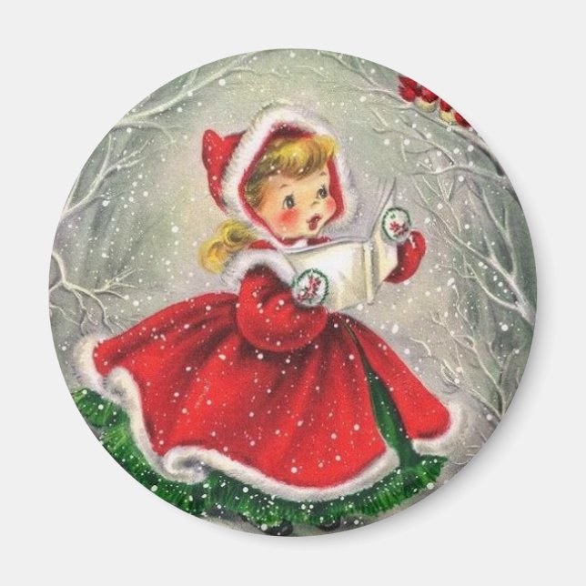 Imán Vestido Chica de Navidad de los años 50 (Frente)
