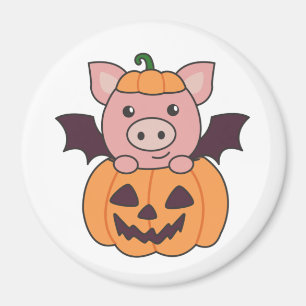 Imán Vestido de bata de calabaza de cerdo de Halloween