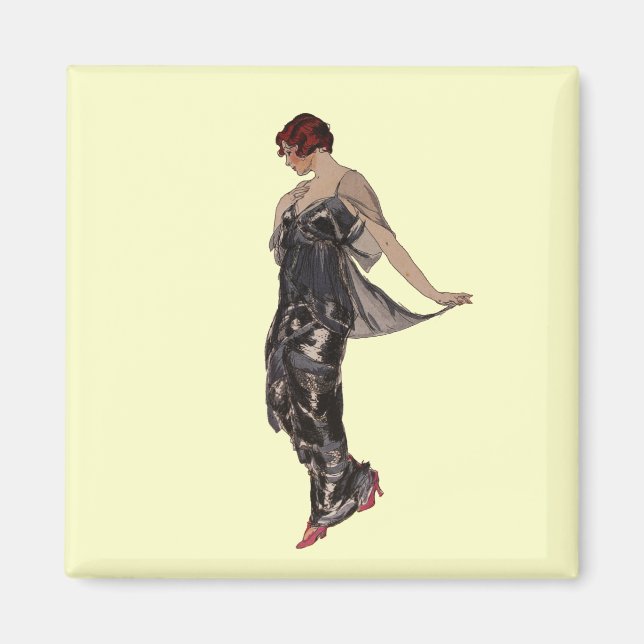 Imán Vestido de la noche de seda de 1914 (Frente)