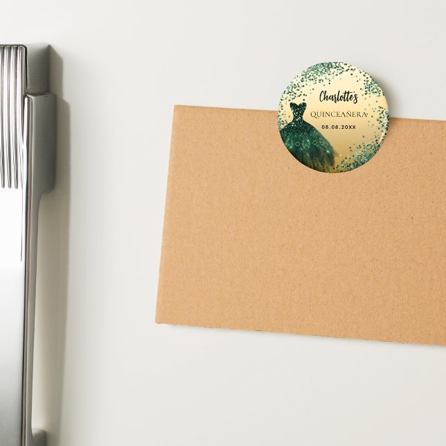 Imán Vestido de quinceañera esmeralda verde oro (Subido por el creador)