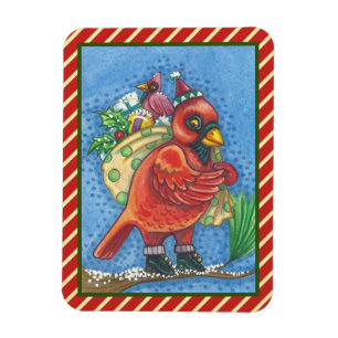 IMÁN VESTIDO EN RED SANTA, NAVIDADES CARDINAL MAGNET