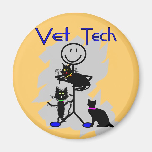 Imán Vet Tech Stick Persona Con Gatos Negros (Frente)