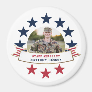 Imán Veterano de servicio Foto Red White Blue Magnet