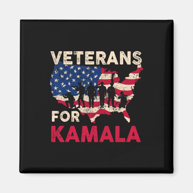 Imán Veteranos Por Kamala Ejército De Bandera Estadouni (Frente)