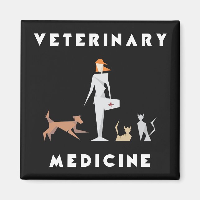 Imán Veterinaria Mujer Geométrica (Frente)