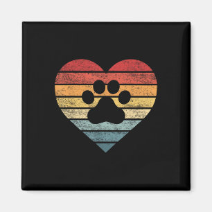 Imán Veterinaria Vet Tech Retro Sunset Paw Print Dog C