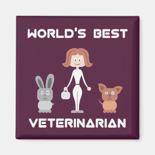 Imán Veterinario de sexo femenino del mundo del dibujo
