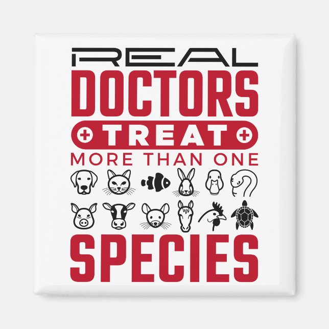 Imán Veterinarios Médicas reales tratan más de una espe (Frente)