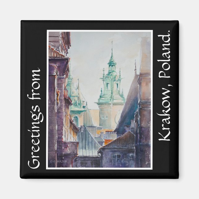 Imán VEVE Pintado Cracovia, Casco Antiguo de Polonia (Frente)