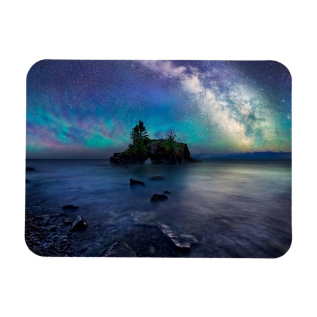 Imán Vía láctea sobre la roca holgada (Horizontal)