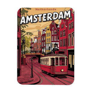 Imán Viaja Ámsterdam, regalos vintage de tranvía de Hol