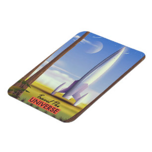 Imán Viaja por el Universo arte espacial retro.