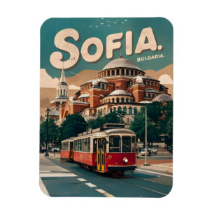 Imán Viaja Sofía, regalos vintage de ciudad tranvía de