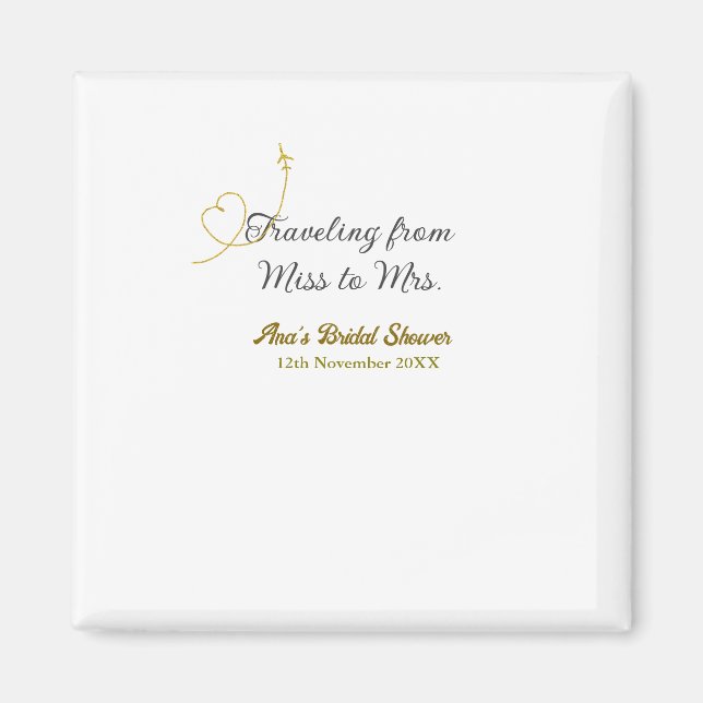 Imán Viajar de Miss a Mrs despedida de soltera añadir n (Frente)