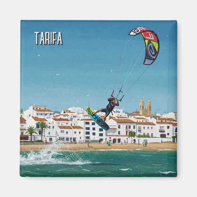 Imán Viaje a Kitesurfing Tarifa España (Frente)