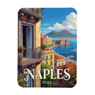 Imán Viaje a la Bahía de Nápoles Italia y Vesubio