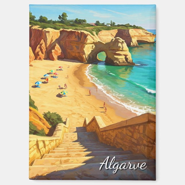 Imán Viaje a la playa de Algarve Portugal (Anverso)