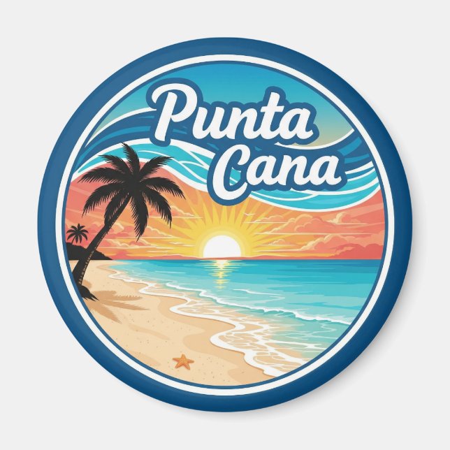 Imán Viaje a la playa de Punta Cana en República Domini (Frente)