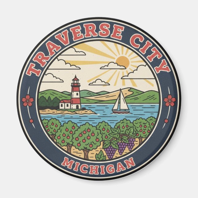 Imán Viaje a Traverse City Michigan (Frente)