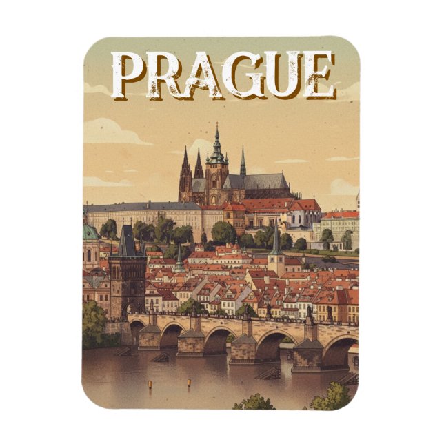 Imán Viaje al Castillo de Praga y Puente Carlos (Vertical)