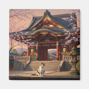 Imán Viaje al gato en el templo de Kyoto en Japón