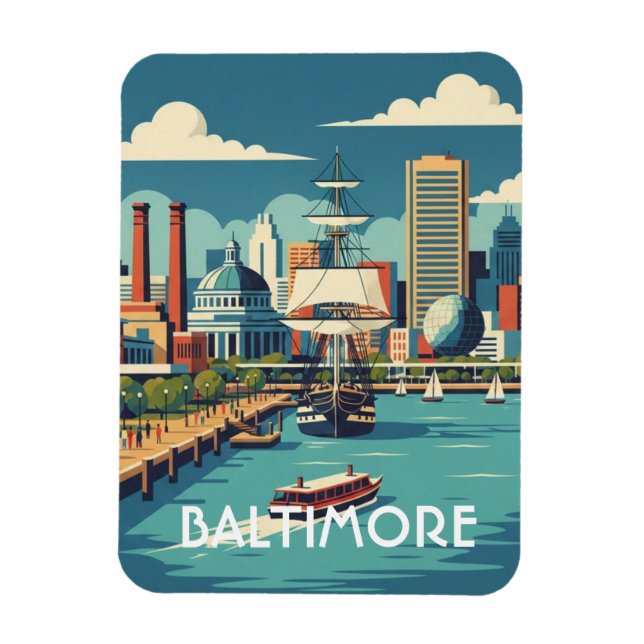 Imán Viaje al Puerto Interior de Baltimore Maryland (Vertical)