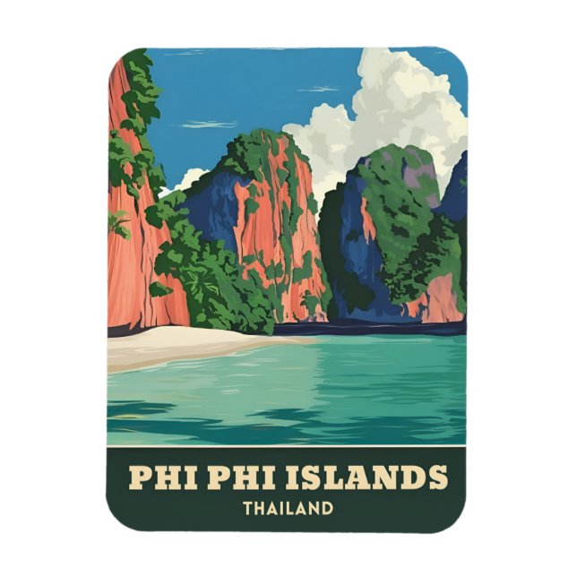 Imán Viaje Antiguo Islas Phi Phi Tailandia Orilla del M (Vertical)