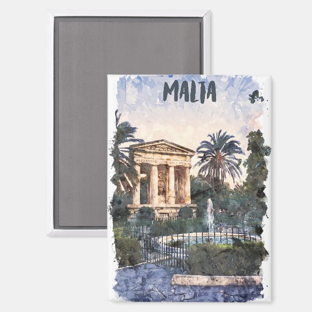 Imán Viaje artístico con estilo en Malta (Anverso/Reverso)