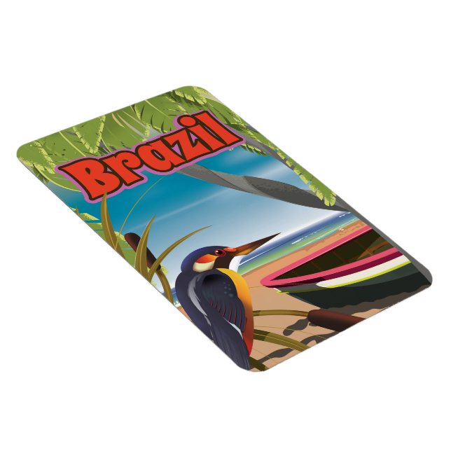 Imán Viaje con tarjeta postal de playa de Brasil (Lado Derecho)