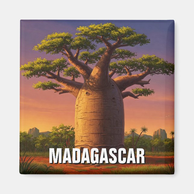 Imán Viaje de árbol baobab de Madagascar (Frente)