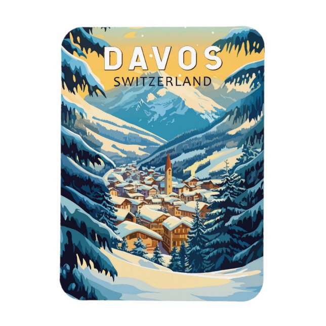 Imán Viaje de arte de Davos Suiza (Vertical)