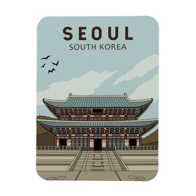 Imán Viaje de arte de Seúl Corea del Sur (Vertical)