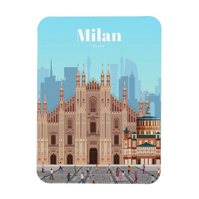 Imán Viaje de arte de viajes a Milán Italia (Vertical)