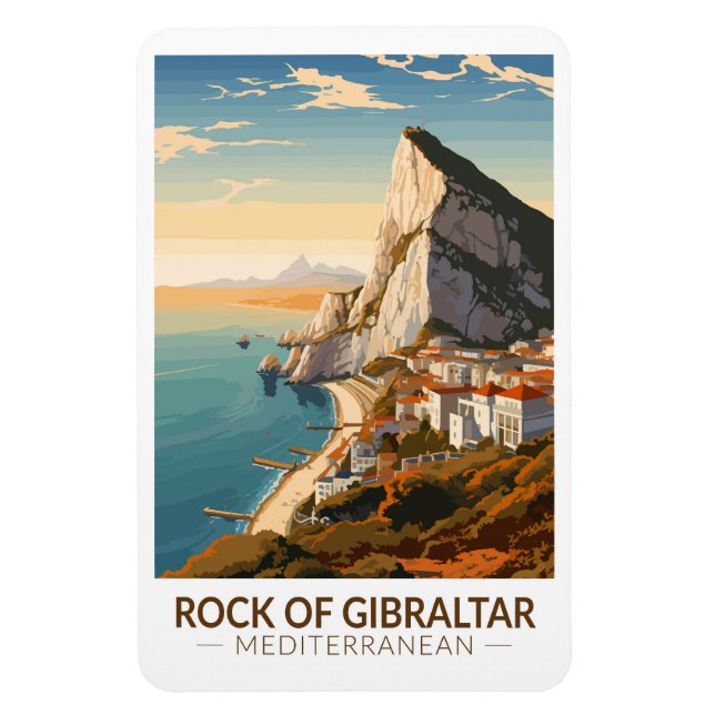 Imán Viaje de arte del Rock of Gibraltar (Vertical)