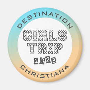 Imán Viaje de chicas 2023 Degradado tropical personaliz
