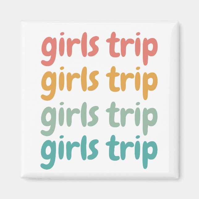 Imán Viaje de chicas Chicas retro lindo fin de semana d (Frente)