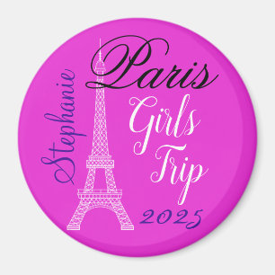 Imán Viaje de Chicas de la Torre Eiffel de París Rosa m